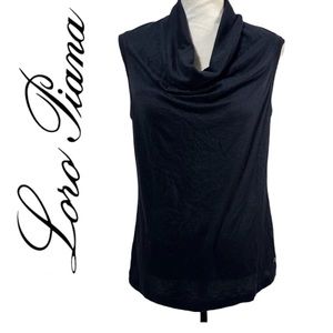 Loro piana Cashmere/silk cowl-neck sleeveless navy blue top